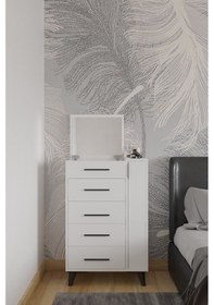 Resim Afrodit Açılır Kapanır Aynalı Makyaj Masası Şifonyer Etijer Çok Amaçlı Takı Dolabı Beyaz Beyaz 