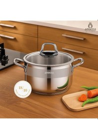 Resim Amboss Saphire Paslanmaz Çelik 18 cm Cam Kapaklı Derin Tencere 