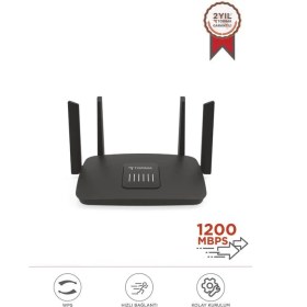 Resim Torima AC06 Siyah Çift Bant Kablosuz Wifi Router 1200MBPS – 2.4ghz & 5ghz 4 Antenli 