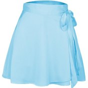 Resim Gökyüzü Mavisi Yaz Saten Mini Etek Bayan Düz Renk Mini Yüksek Bel Etekler Yeni Moda Tek Parça Dantel Kısa Etek Gök Mavi 