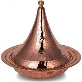 Resim Turna Bakır Külah Yuvarlak Sunum Tabağı 23 Cm El Dövme Kırmızı Turna9060-1 