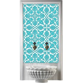 Resim Armada Çini 60x100 Cm SP 83 Mavi Beyaz Serigraf Türk Hamamı Pano 