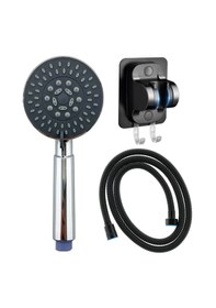 Resim Luna Duş Başlığı , Siyah Yapışkanlı Mafsal Ve Örgülü Hortum Seti Siyah 