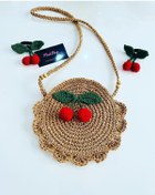Resim PİNKBAG Handmade Hasır Örgü Kirazlı Çocuk Çanta 