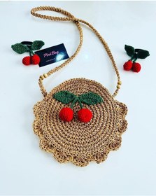 Resim PİNKBAG Handmade Hasır Örgü Kirazlı Çocuk Çanta 