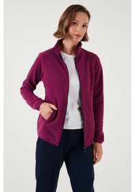 Resim Lela Slim Fit Anti-Pilling Tüylenme Yapmayan Fermuarlı 2'Li Paket Polar Bayan Hırka 5907012S2 Mor-Siyah 