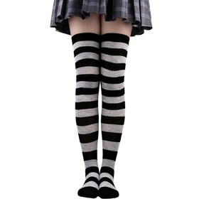 Resim Çizgili Diz Üstü Çoraplar - Siyah & Beyaz Yatay Çizgiler, Lolita Tarzı Moda için Yumuşak ve Esnek, Temalı Etkinlikler & Cosplay - Sadece Elde Yıkama, Yenilikçi Çoraplar, Temalı Aksesuarlar, Rahat Giyim 