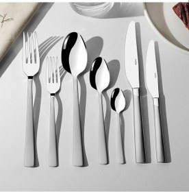 Resim Nehir Deniz Saten 12 Kişilik 84 Parça Deri Kutulu Çatal Kaşık Bıçak Takımı Gümüş 