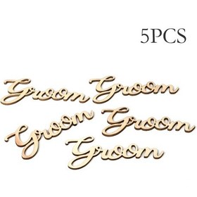 Resim Vkemall "5'li Ahşap Düğün Dekor Seti - Şık Ve Taşınabilir Nikah Aksesuarları" 