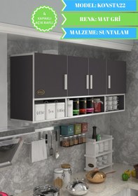 Resim Kenzlife Hazır Mutfak Konsta22 Gri 060*150*22 Mutfak Banyo Dolabı Kapaklı Raflı 