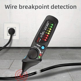 Resim 1 adet BSIDE Temassız Voltaj Dedektörü, 3 Renkli 8-LED Göstergeli Profesyonel Akıllı Test Kalemi, Analog Ekran, Pil Güçlü, Canlı/Faz Tel Kırılma Noktası Algılama, Süreklilik Ölçer - Plastik Malzeme, Çalışma Voltajı ≤36V (Pilsiz) 
