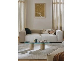 Resim Edsy Home Mira 2 Modüler Ikili Koltuk (Krem) Keten Kumaş 