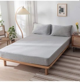 Resim Gri Pamuklu Battal Boy Lastikli Çarşaf Takımı 180x200 Gri 