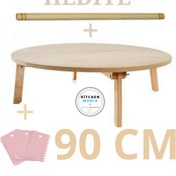 Resim Kitchen Mania Ahşap Mdf Yer Sofrası Hamur Açma Yemek Yeme Sofrası 90 cm 