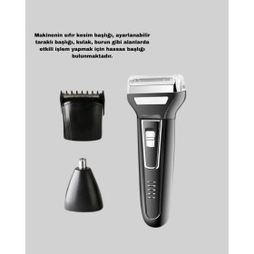 Resim Aylina Mey Ithalat® Insua 3’lü Tıraş Makinesi – 3 Farklı Kesim Başlığı, Güçlü Motor, 60 Dakika Kullanım 