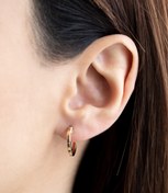 Resim Cenova Jewelry 14 Ayar Altın Düz Kesim Halka Küpe 14 mm 