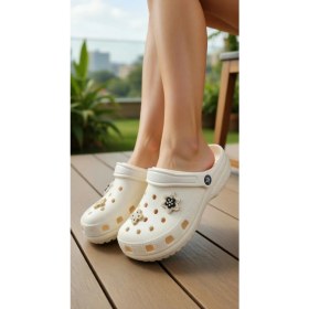 Resim Stil Shoes Kadın Cros Sabo Terlik Deniz Havuz Plaj Bahçe Terlik Burnu Kapalı Taşlı Aksesuarlı Terlik E014 