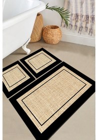 Resim Regona 3'lü Banyo Paspas Seti, Kaymaz Taban Klozet Takımı Djtbanyo Bej - Gri 