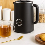 Resim woodhub Şık Dijital Su Isıtıcı 1.7L 1500W Dokunmatik Çift Katmanlı Siyah 