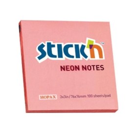 Resim Hopax Stıckn Yapışkanlı Not Kağıdı 12 Adet 100 Yp 76x76 Neon Pembe 21166 