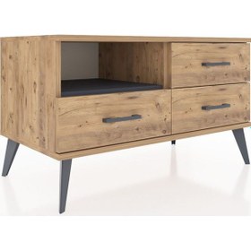Resim Hyperion Şifonyer Tek Raflı 3 Çekmeceli 88x44x48 Çam-antrasit/çam Antrasit/çam 