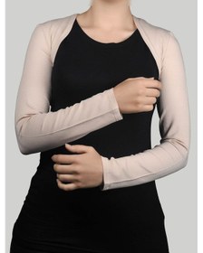 Resim Altobeh Uzun Kollu Kadın Tesettür İçe Giyilen Bolero - Bej Çok Renkli 