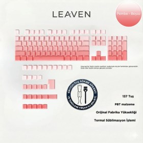 Resim Leaven Mekanik Klavye Keycap Seti Kablosuz (RF Alıcılı) Oyun Amaçlı 136 Tuşlu Pudra-Beyaz 
