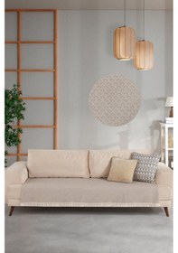 Resim ZeynepTekstil Halfy Natural Pamuklu Koltuk Şalı Çekyat Örtüsü 100 x 210 Bej 