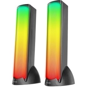 Resim Mikado MD-183 2.0 3W-2 Bluetooth Siyah RGB Aydınlatmalı USB + 3.5mm USB 5V Speaker Hoparlör 