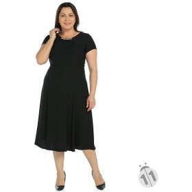Resim 4088S-Nidya Moda Büyük Beden Elbise Sem Krep Çok Renkli 