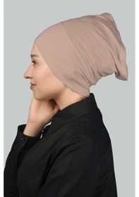 Resim Altobeh Hazır Pratik Geçmeli Uzun Boru Tesettür Bonesi - Pudra 