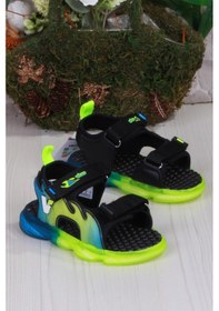 Resim Vicco 332.p25y.256 Jack Siyah Rahat Esnek Işıklı Erkek Çocuk Sandalet Siyah 