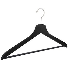 Resim Nyn Ahşap Askı M-002 Barlı Elbise Pantolon Askısı Siyah Renk 6 Adet Siyah 