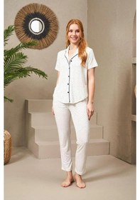 Resim Pjs 25118 Kadın Puanlı Düğmeli Kısa Kollu Pijama Takım 001 