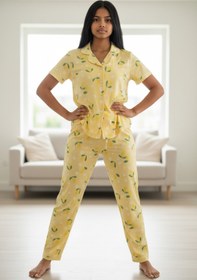 Resim ARN HOMEWEAR limon desenli anne kız kombini milan pijama takımı (bir takım fiyatıdır) 