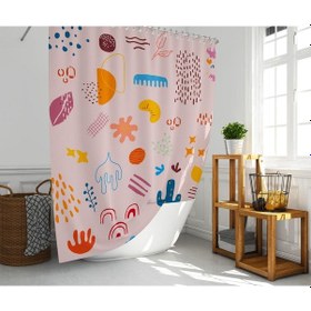Resim Banyo Perdesi 1x180x200 Tek Kanat Duş Perdesi Halka Hediyeli Duşakabin Perdesi Cuddly Çok Renkli 
