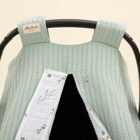 Resim Puset Örtüsü - Çift Taraflı - Mint Örgü - Yapraklar 