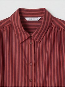 Resim LC Waikiki GÜLİS GİYİM'DEN Bordo Gömlek Yaka Çizgili Oversize Kadın Tunik 