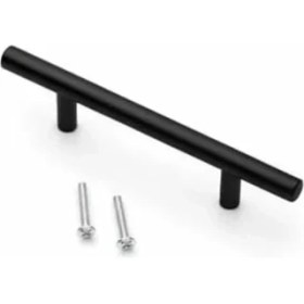 Resim Hakay Mat Siyah Paslanmaz Metal Dolap Kulpu | 128 mm 