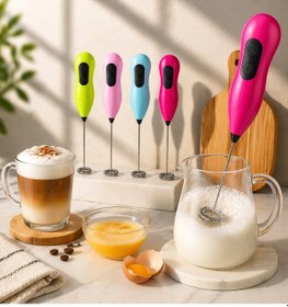 Resim Pilli Süt Köpürtücü Mini Mikser Kahve, Latte Ve Yumurta Çırpıcı Taşınabilir, Güçlü Motor Çok Renkli 
