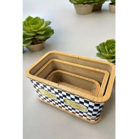 Resim 3'lü Ahşap Patates Soğanlık Ekmeklik Sebzelik Sepeti Ekmek Sepeti Kutusu 