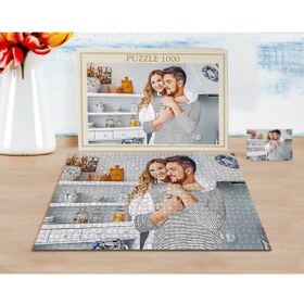 Resim Bk Gift Kişiye Özel Tam Boy Sevgililer Karikatürlü 1000 Parça Profesyonel Puzzle-1 