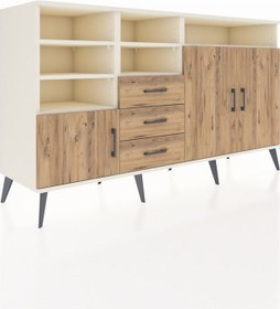 Resim Kronos Konsol 7 Raflı 3 Çekmeceli 3 Kapaklı 176x59x99 Aytaşı-çam Aytaşı-çam 