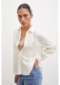 Resim Never More Fisto İşlemeli Gömlek Krem 