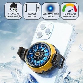 Resim Coofbe 5500 RPM Turbo Fan Işıklı Klipsli Buz Etkili Telefon Soğutucu Radyatör Tüm Telefonlara Uyumlu 