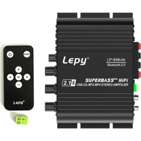 Resim Serfhyff Lepy 838 USB Bluetooth Subwoofer Amplifikatör Hıfı 2.1 12V Araba Ev Amplifikatör U Disk 4-8 ​​ohm Hoparlör Için Uygun Kayıpsız (Yurt Dışından) 