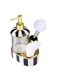 Resim Büyük Boy Cam Hazneli Porselen Mutfak Set Sıvı Sabunluk Çizgili 900ml 40082 Diğer 