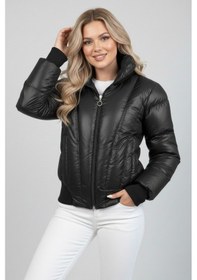 Resim Kadın Polyester Dolgulu Mont Siyah 