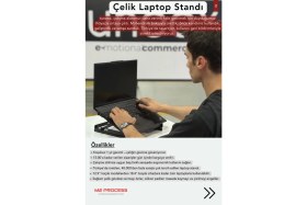 Resim tuneex Çelik Laptop Standı Notebook Macbook Yükseltici Tüm Modellerle Uyumlu Altlık 5 Açılı Ayarlanabilir 