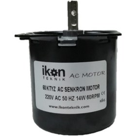 Resim İKON TEKNİK 60rpm 14w 60ktyz Ac Senkron Motor, Dişli Çevirme Motoru, D Şaftı 7mm, Delikli Mil 